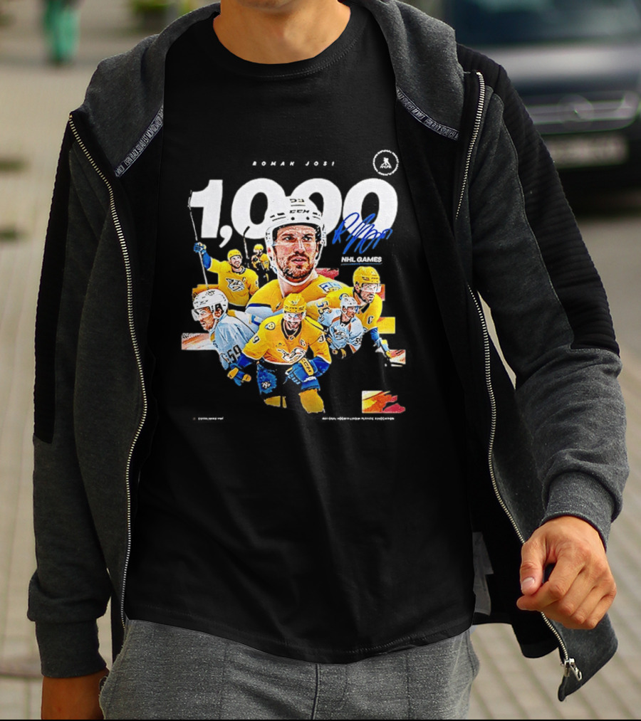 Nashville Predators Roman Josi 1000 NHL Games Celebration T-Shirt