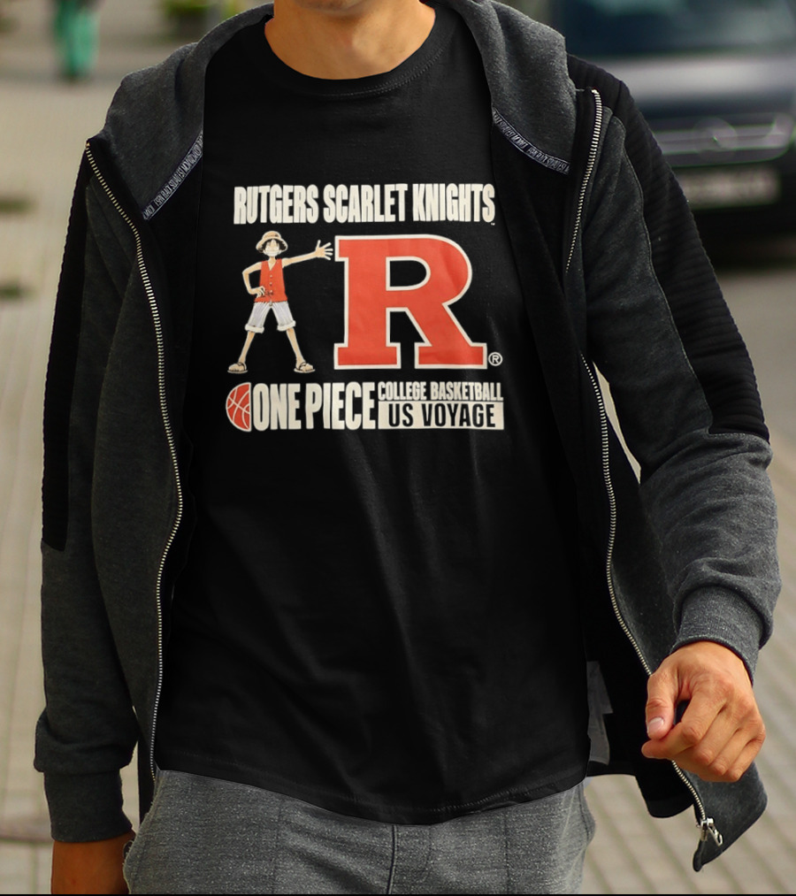 Rutgers Scarlet Knights Luffy One Piece College Basketball US Voyage T-Shirt