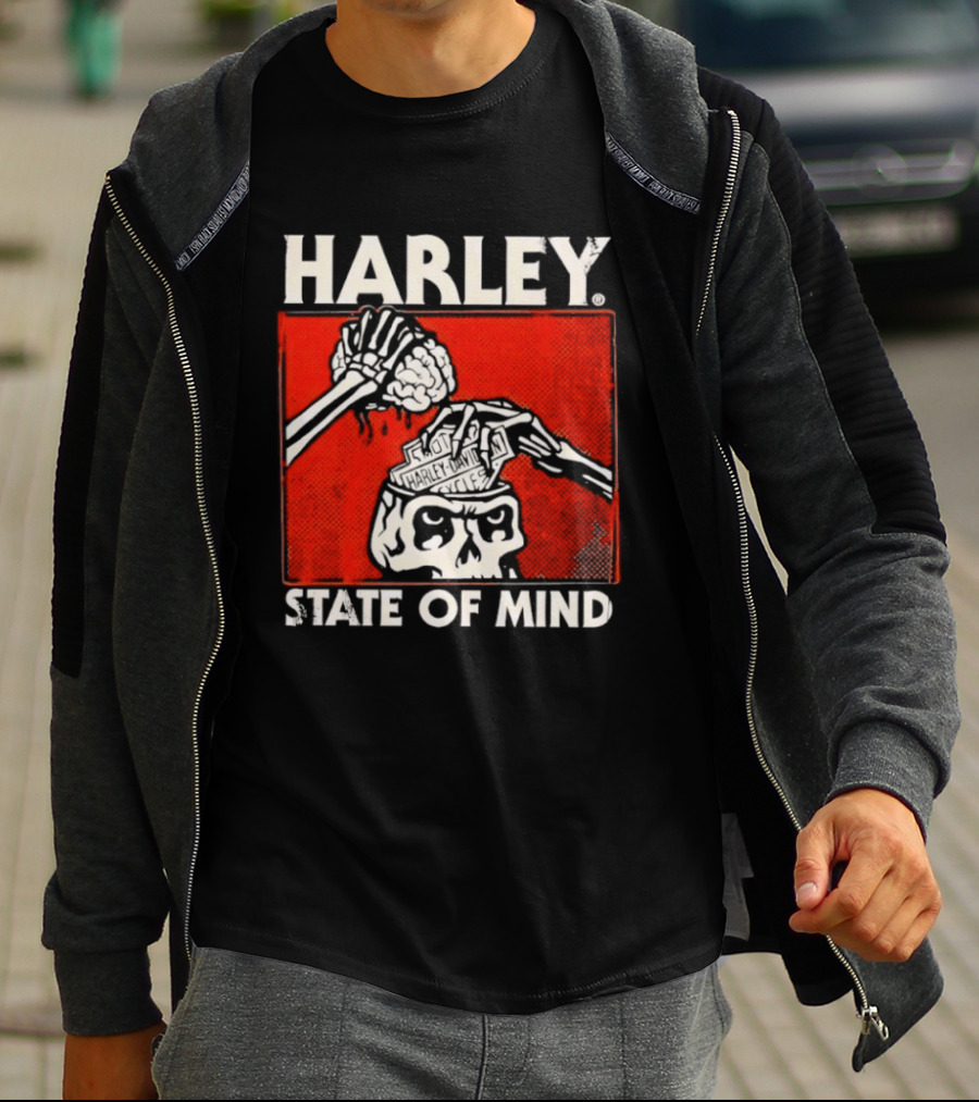 Harley Davidson State Of Mind Skull Skeleton Brain T-Shirt
