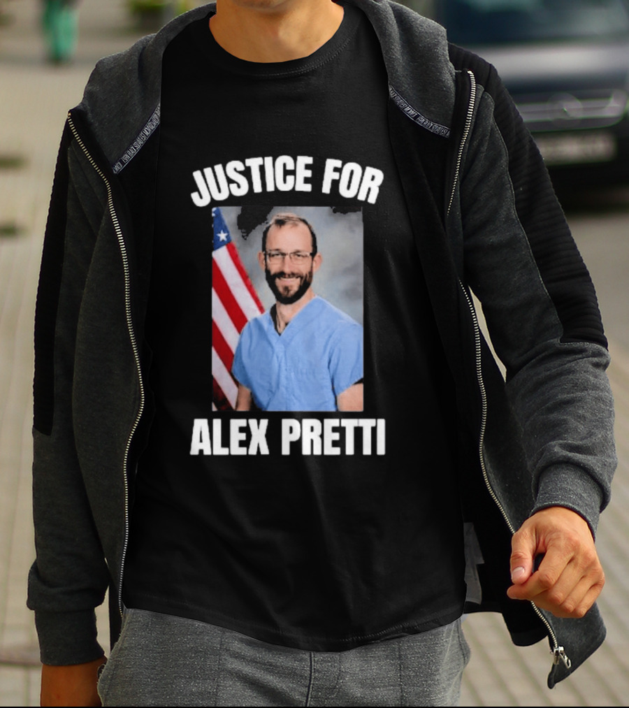 Justice For Alex Pretti American Flag Support T-Shirt