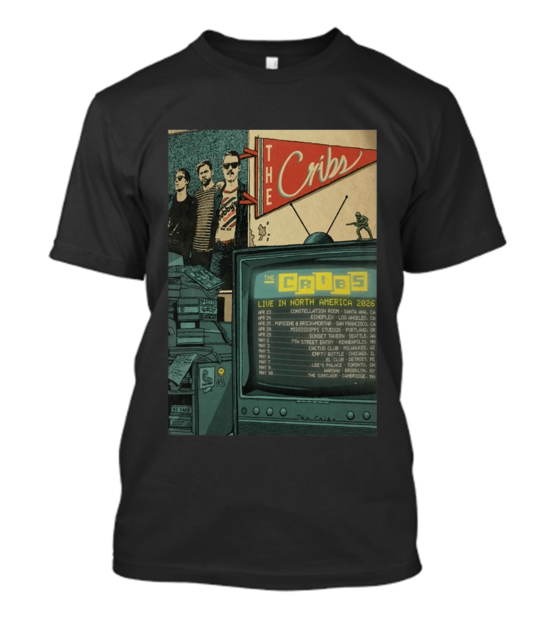 The Cribs Live In North America 2026 Tour Dates And Venue Locations T-Shirt