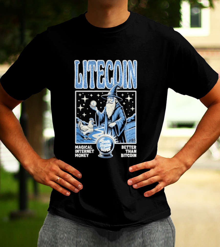 Litecoin Magical Internet Money Seek Digital Silver Wizard Artistry T-Shirt