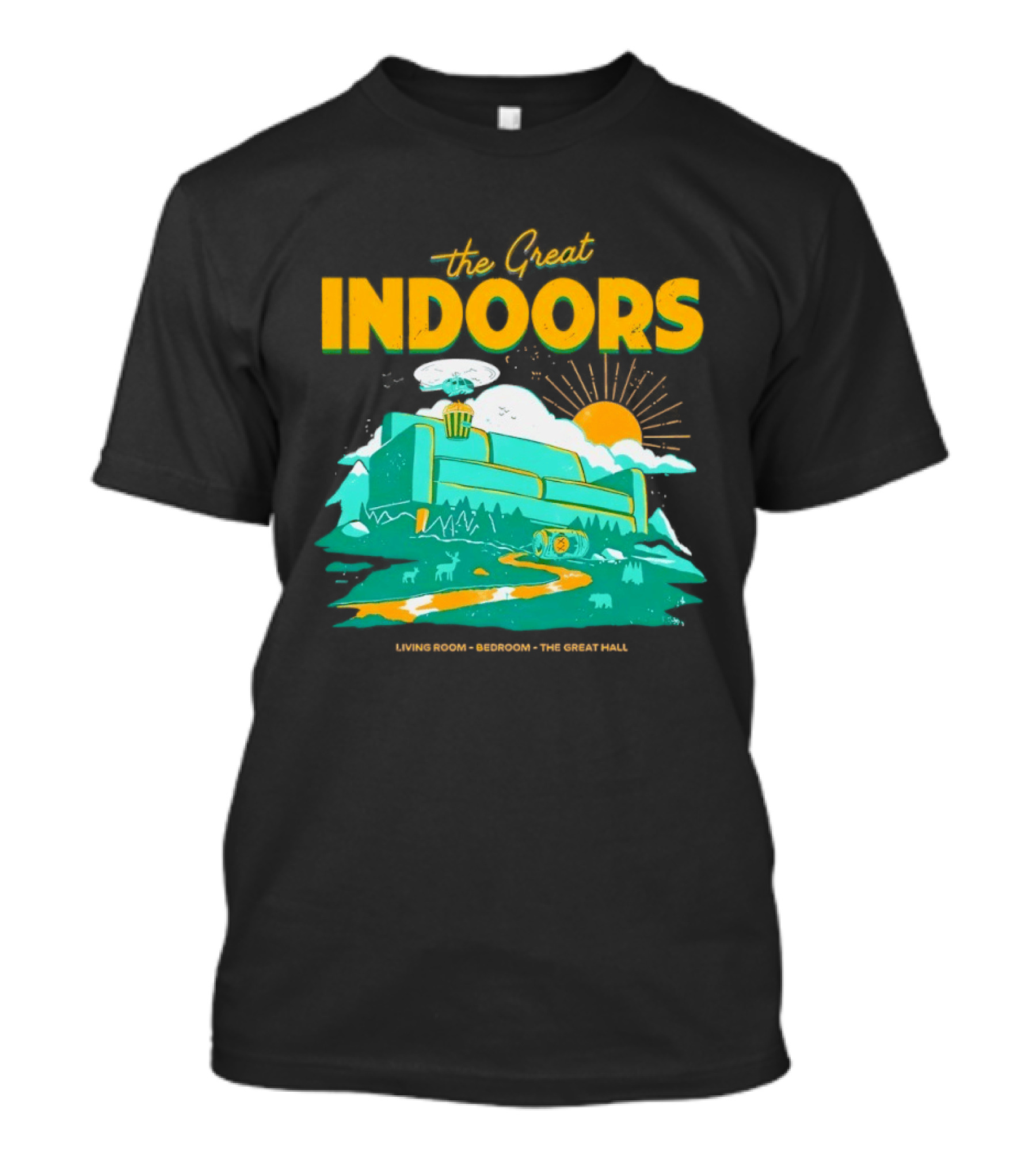 The Great Indoors Living Room Bedroom The Great Hall Couch Nature Sun T-Shirt