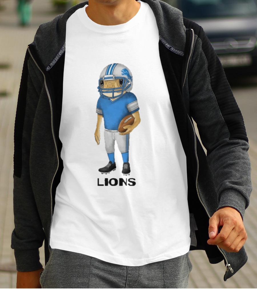 Bad Bunny Detroit Lions Football Player Concho Helmet T-Shirt