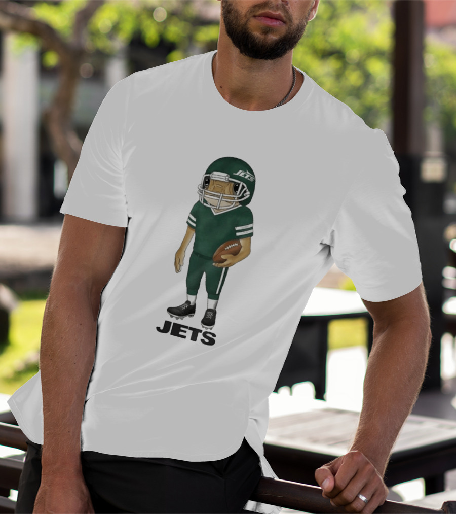 Bad Bunny New York Jets Cartoon Football Player T-Shirt