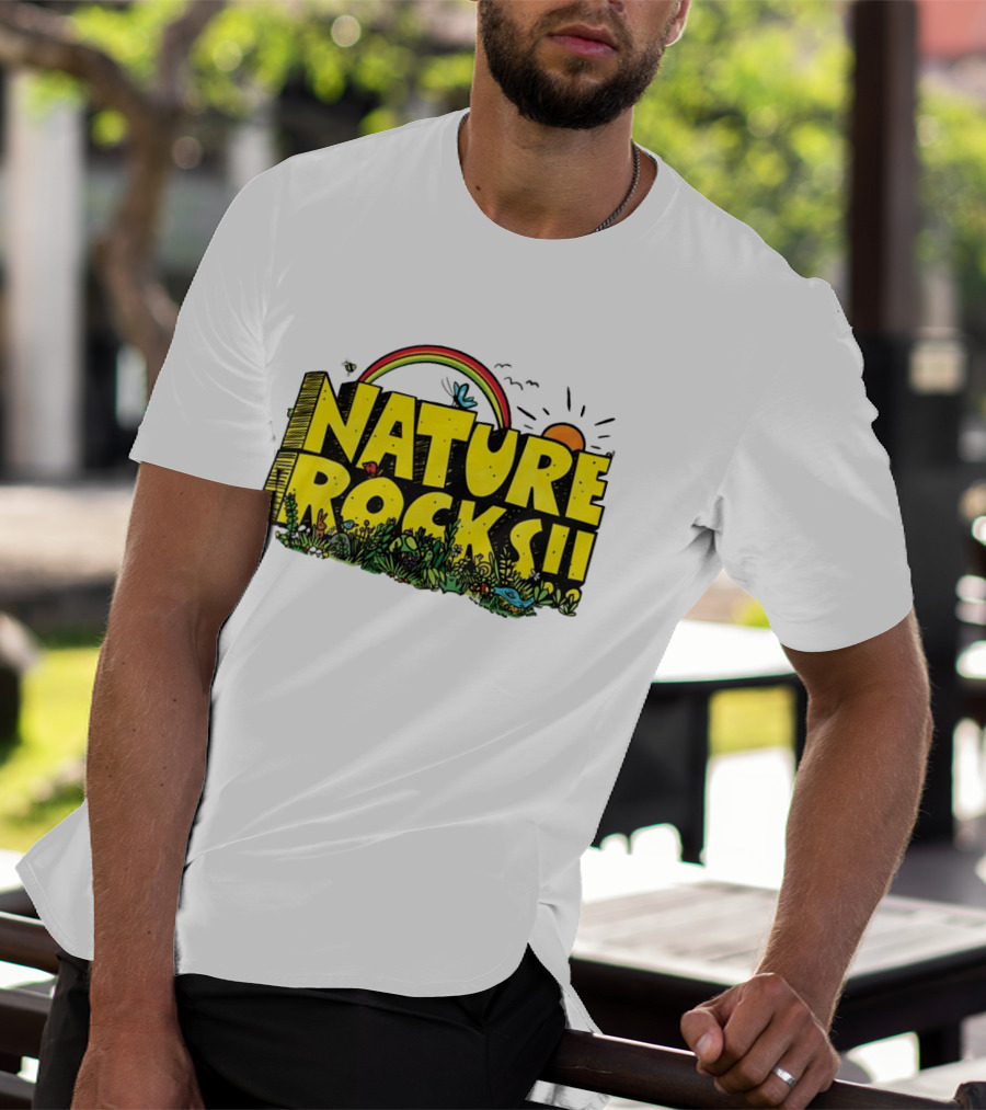 Nature Rocks Rainbow Sun Animals Plants T-Shirt