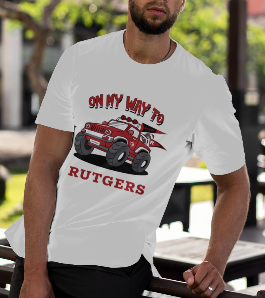 Rutgers Scarlet Knights On My Way To Rutgers Jeep Flags T-Shirt