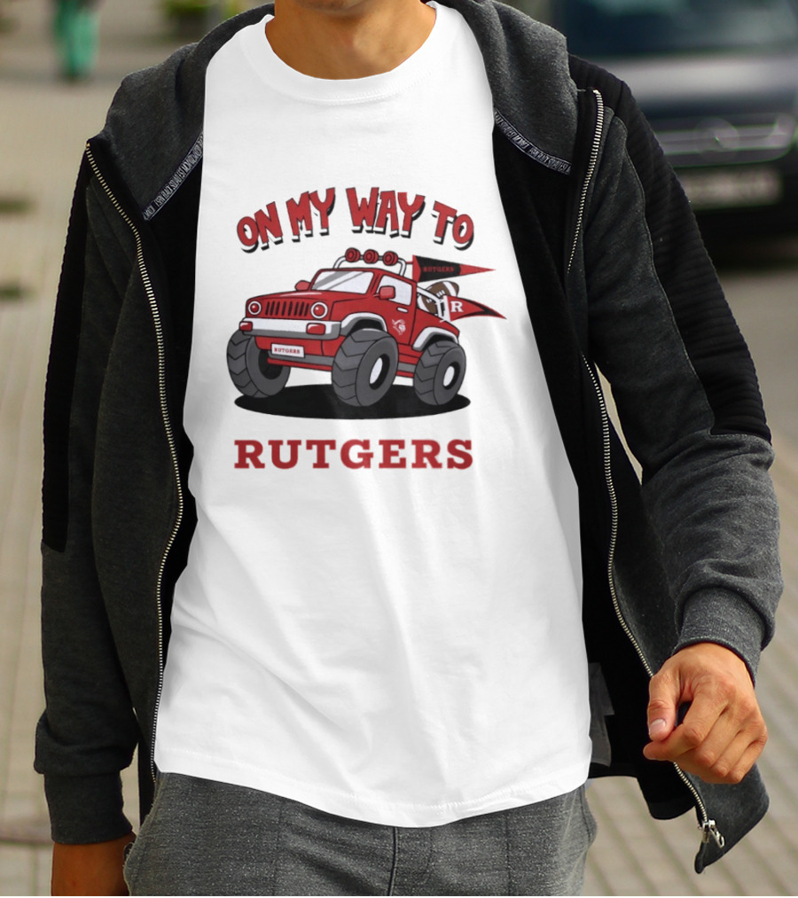 Rutgers Scarlet Knights On My Way To Rutgers Jeep Flags T-Shirt
