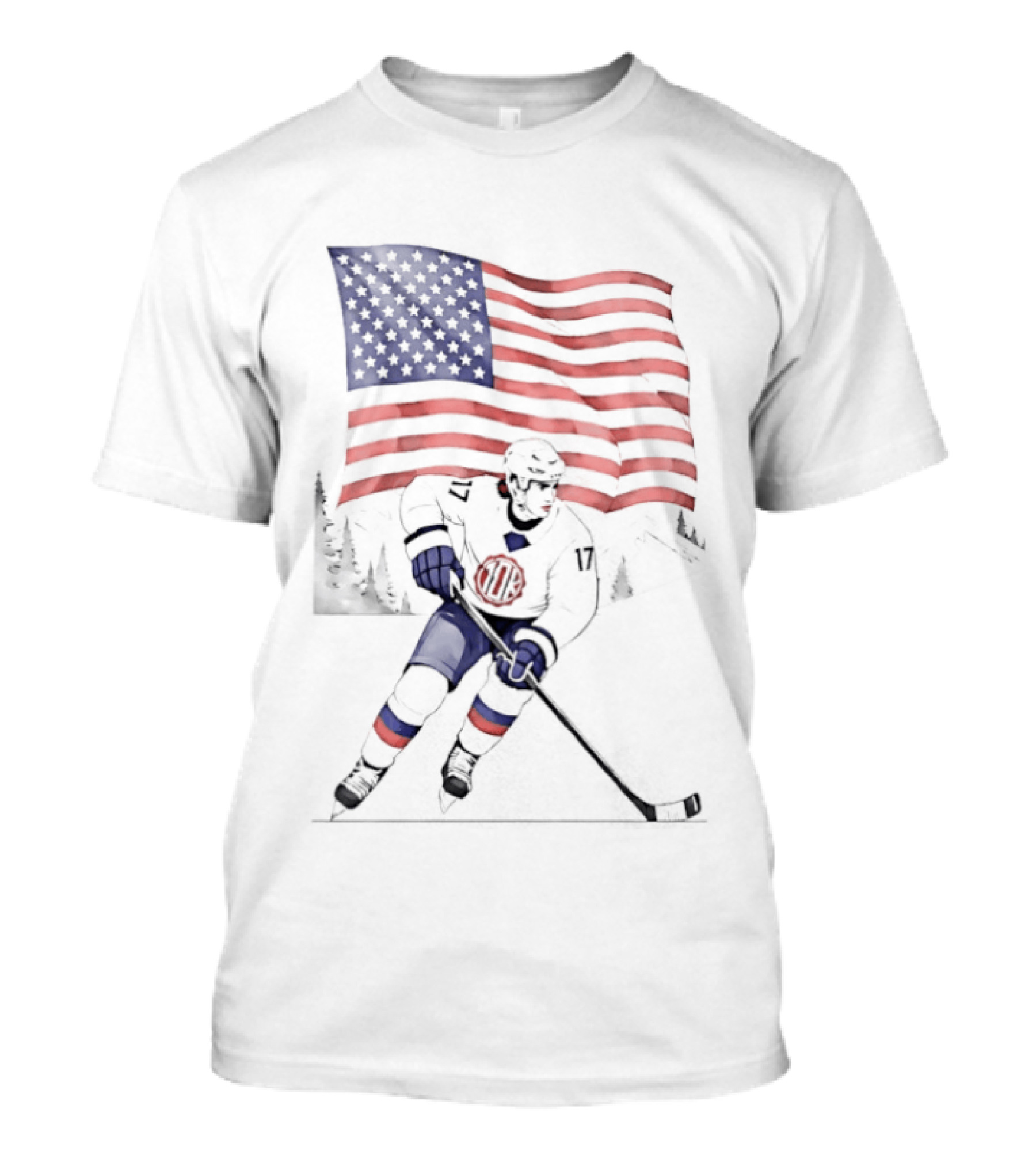 USA Hockey 10k Olympic American Flag Ski Team T-Shirt