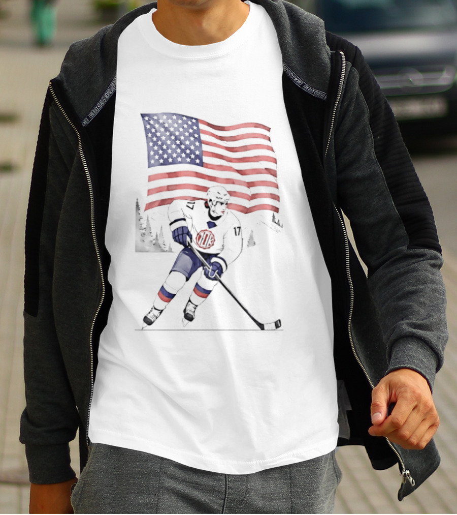USA Hockey 10k Olympic American Flag Ski Team T-Shirt