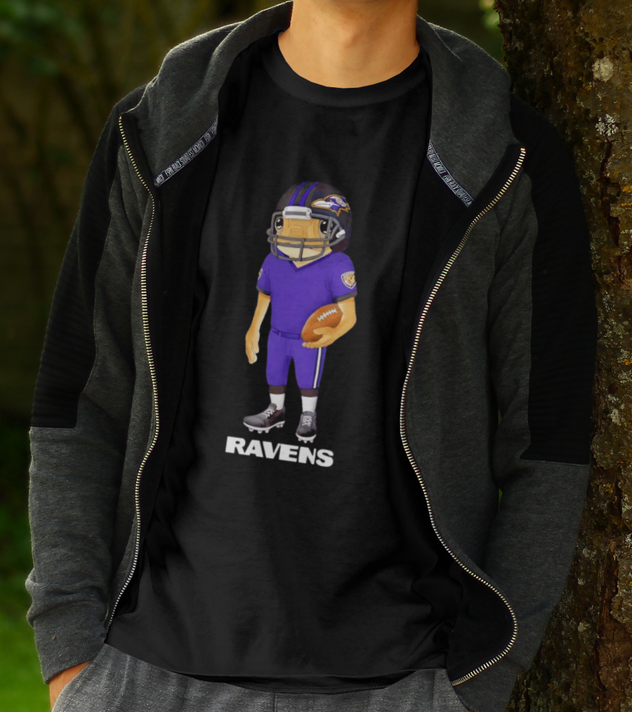 Bad Bunny X Baltimore Ravens NFL Collaboration Ravens Football Player T-Shirt
