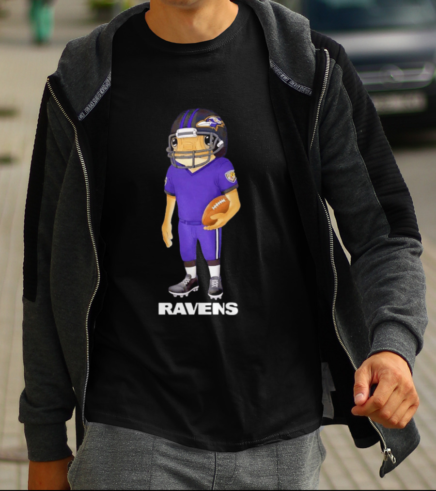 Bad Bunny X Baltimore Ravens NFL Collaboration Ravens Football Player T-Shirt