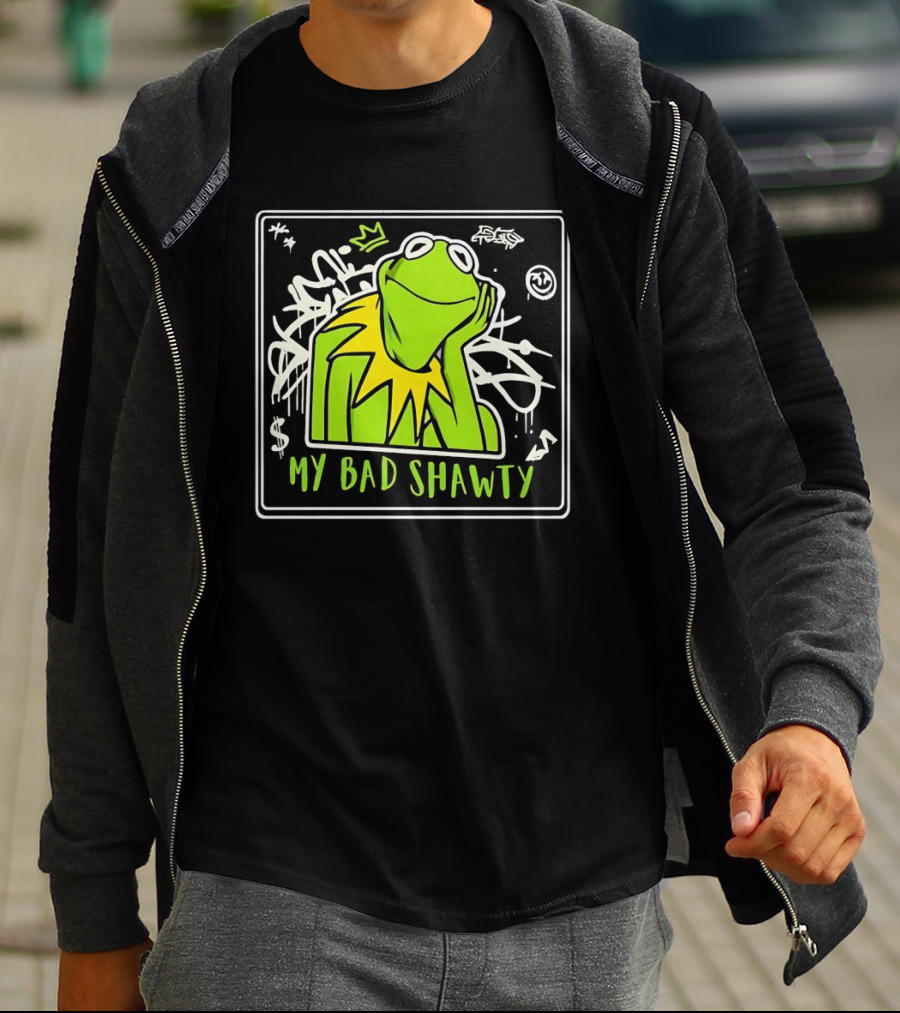 Frog Kermit My Bad Shawty Graffiti Art Style With Crown T-Shirt