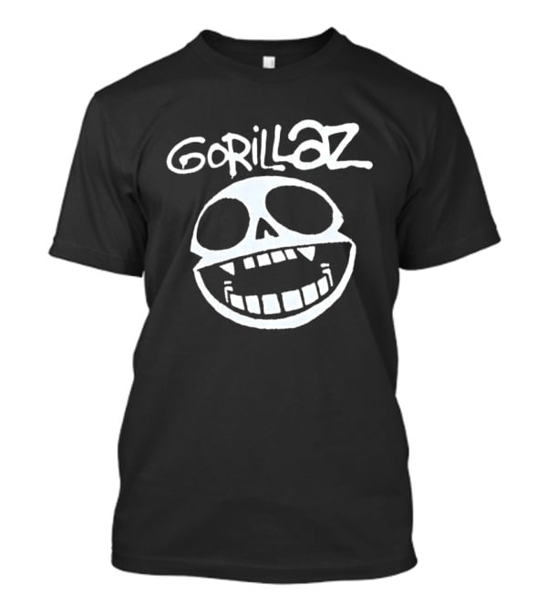Gorillaz Band Skull Art White Grinning Face T-Shirt