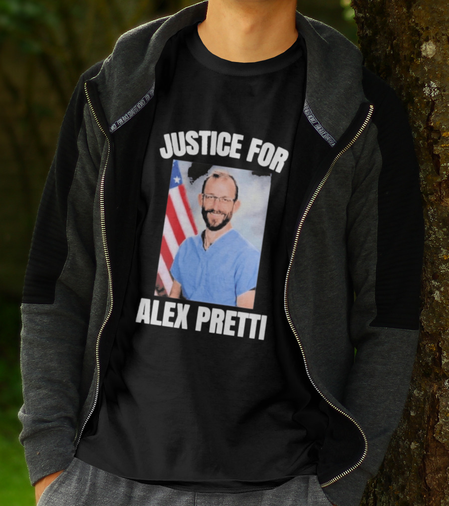Justice For Alex Pretti American Flag Dedication T-Shirt
