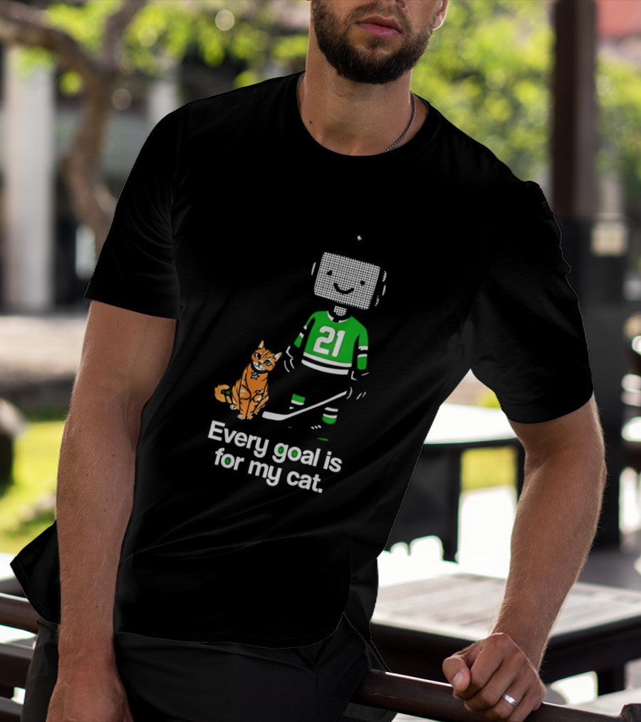 Jason Robertson 21 Dallas Stars Hockey Every Goal Is For My Cat T-Shirt