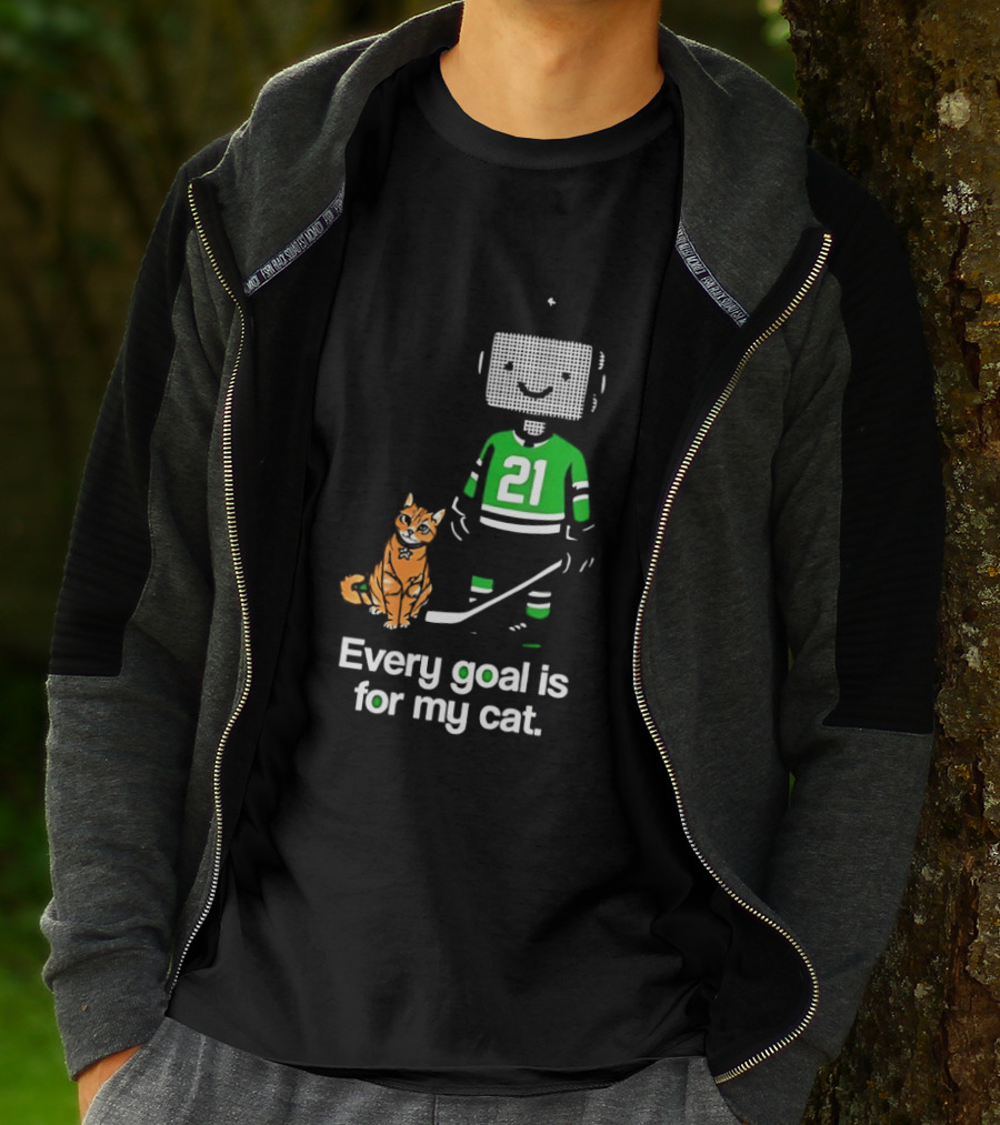 Jason Robertson 21 Dallas Stars Hockey Every Goal Is For My Cat T-Shirt