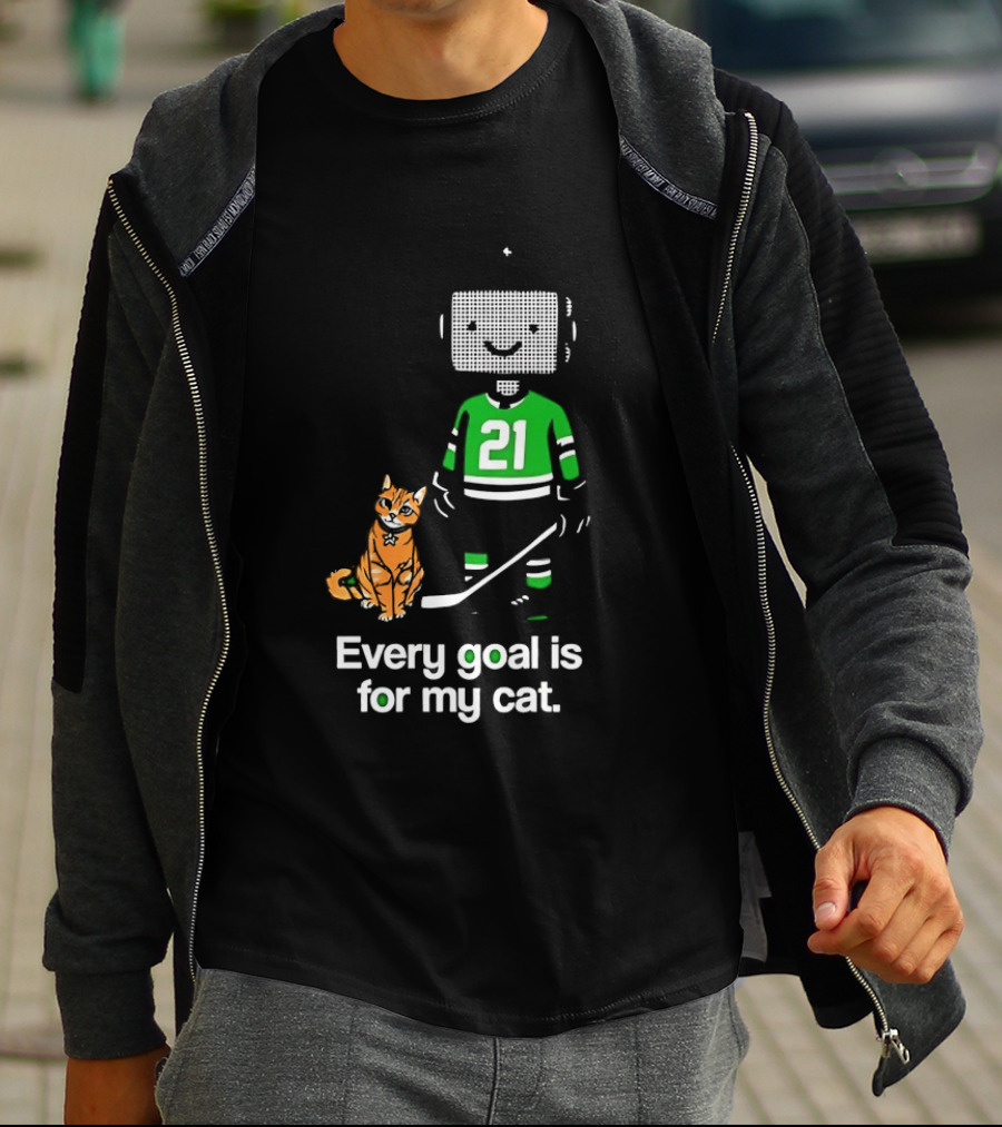 Jason Robertson 21 Dallas Stars Hockey Every Goal Is For My Cat T-Shirt