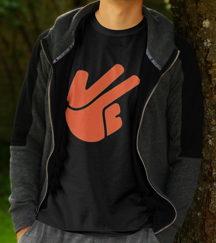Jb11 Peace Sign Orange Hand Gesture T-Shirt