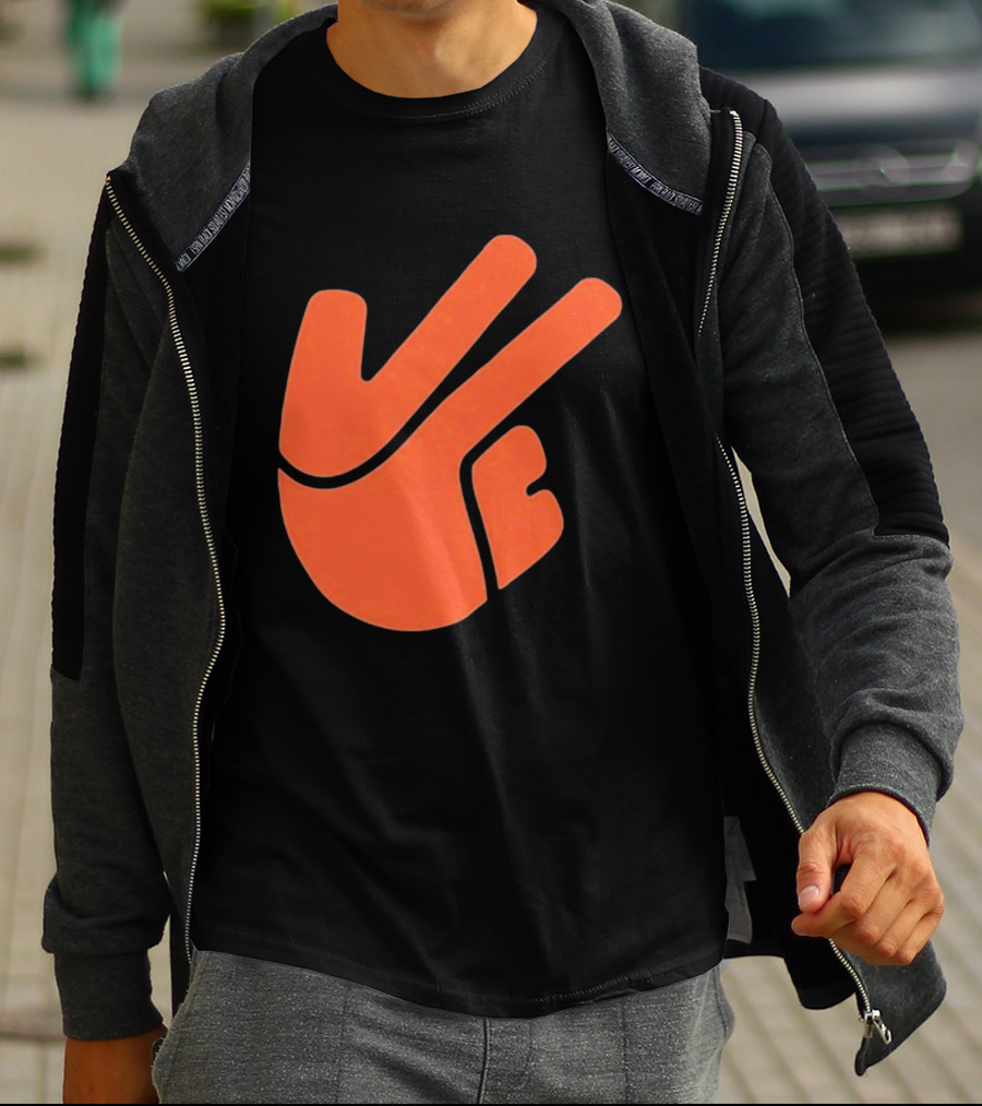 Jb11 Peace Sign Orange Hand Gesture T-Shirt