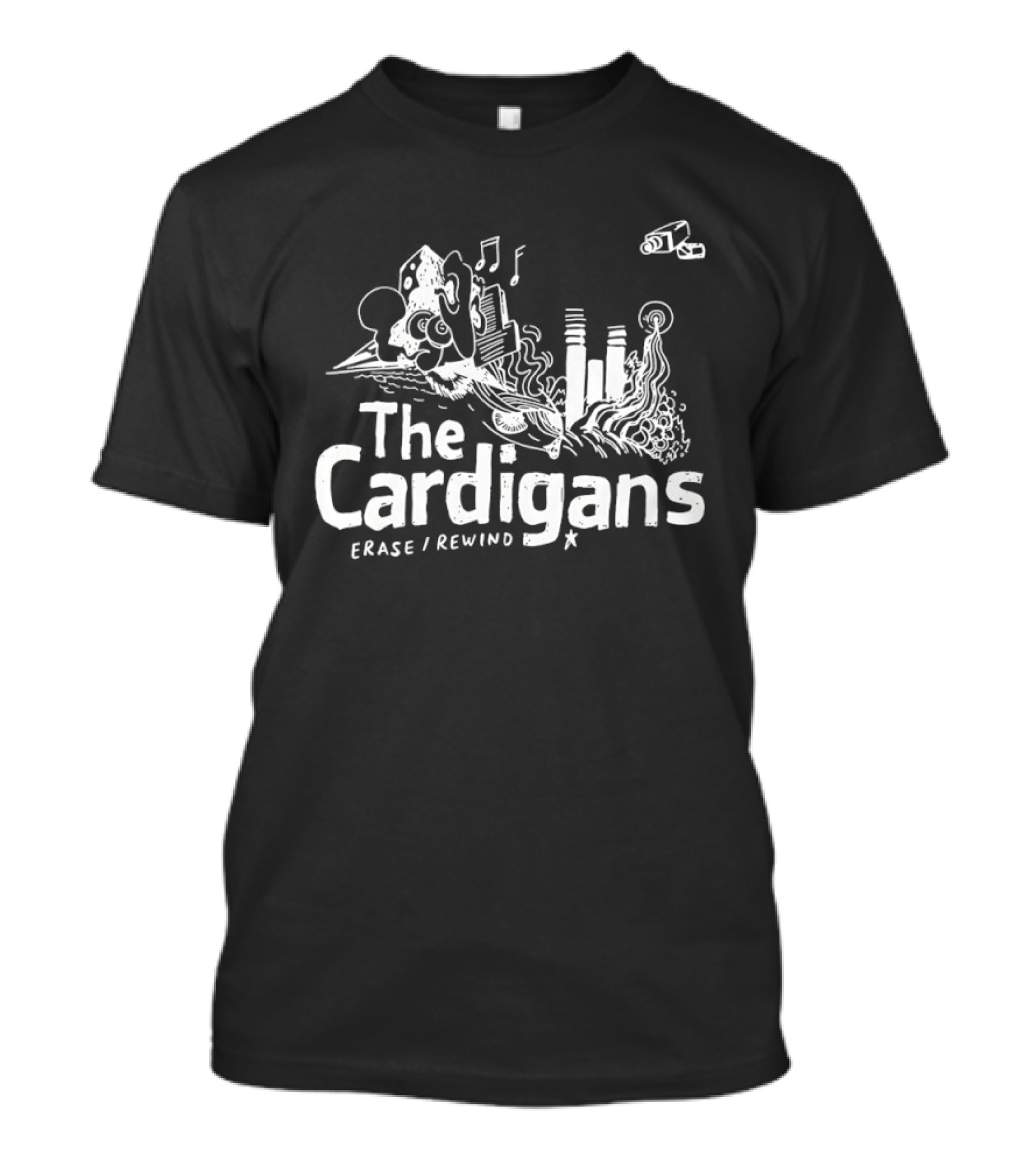 The Cardigans Erase Rewind Music Notes Cassette Tape T-Shirt