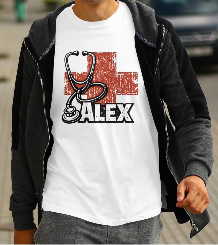Alex Stethoscope Red Cross ICU Nurse T-Shirt
