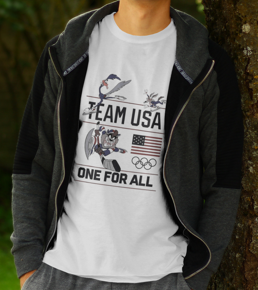 Team USA Looney Tunes One For All Olympics Characters American Flag T-Shirt