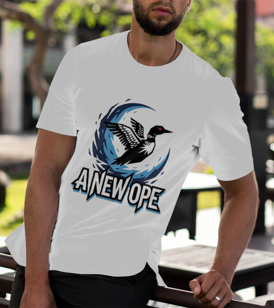 A New Ope Loon Bird Silhouette In Blue Moon Sky T-Shirt