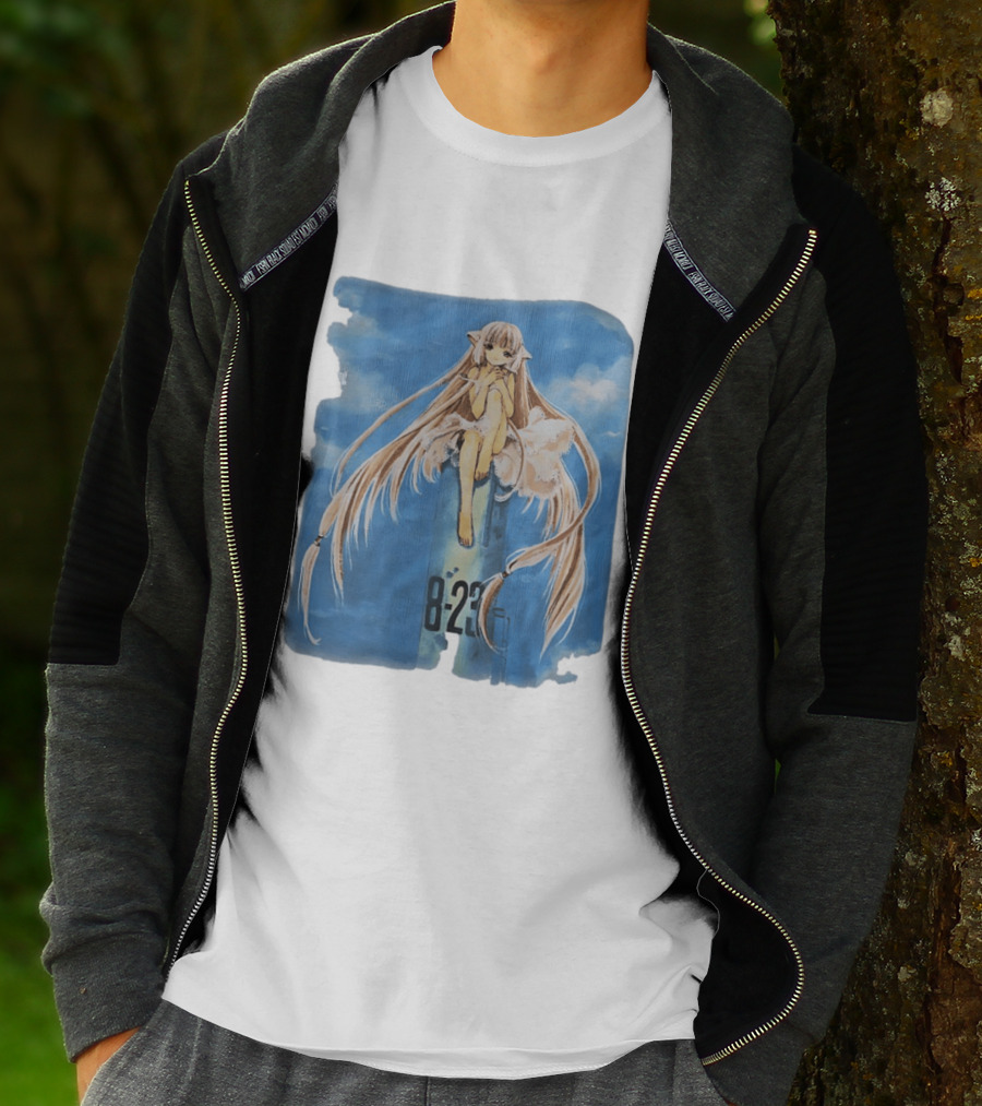8 23 Chobits Anime Character Sitting Clouds T-Shirt