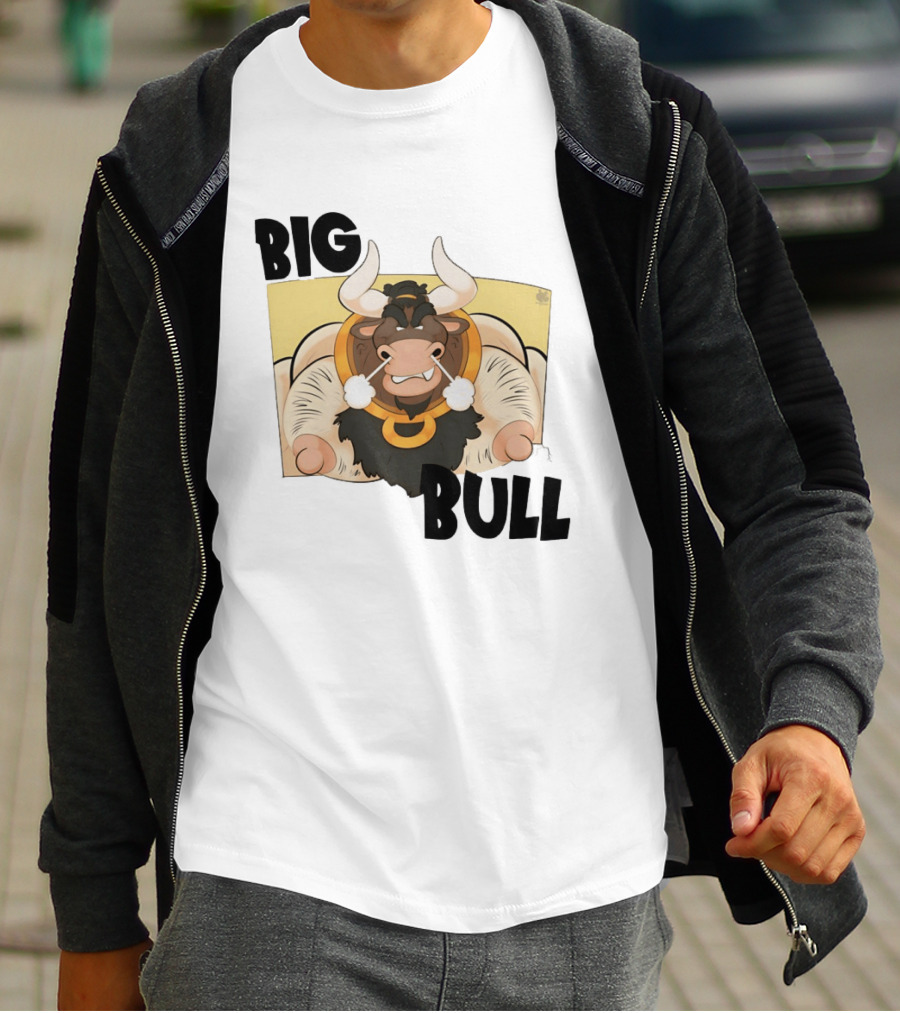 Big Bull Bara Male Minotaur Cartoon Whimsical Horned T-Shirt