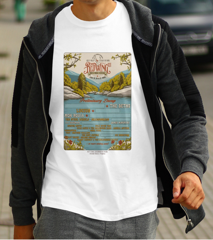 Red Wing Roots Music Festival XIII June 19 21 2026 Preliminary Lineup Lucius The Beths T-Shirt