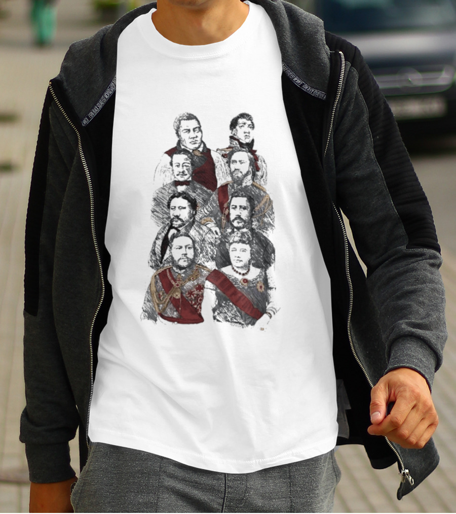 Fitted Hawaii Queen Album Cover Parody Sitting On A Throne Of Gold T-Shirt