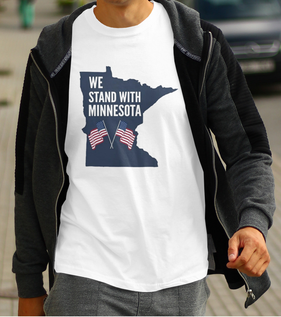 We Stand With Minnesota American Flags Solidarity T-Shirt