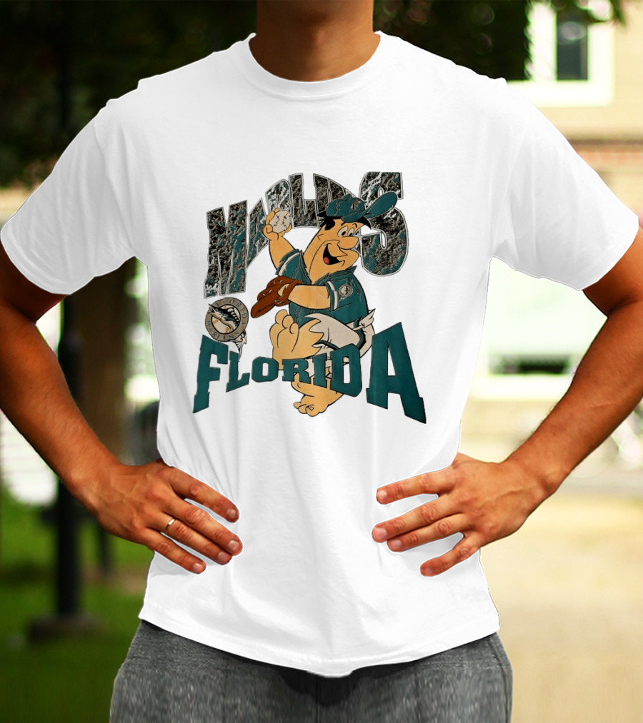 Florida Marlins The Flintstones Crossover Baseball T-Shirt