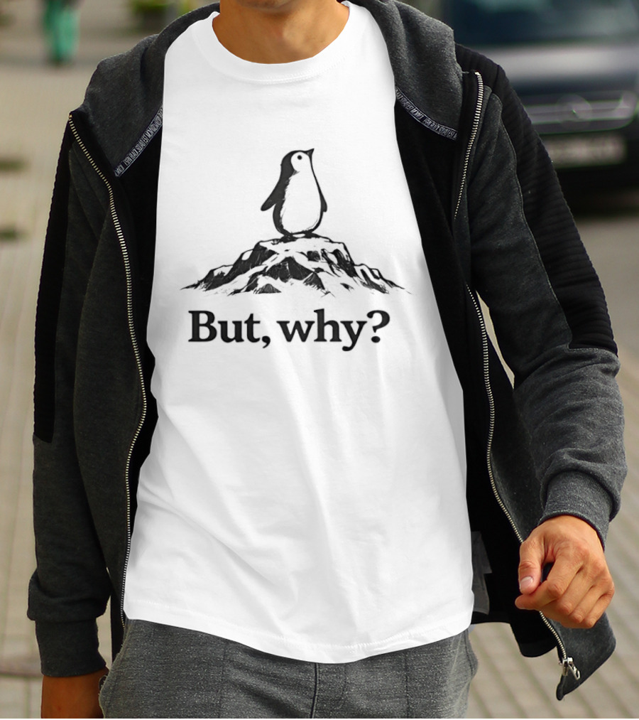 Penguin But Why Question On Mountain T-Shirt