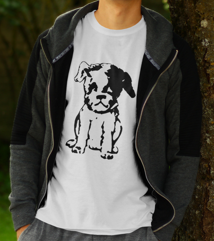 Puppy Dog Mystery Train Sketch Playful Canine T-Shirt