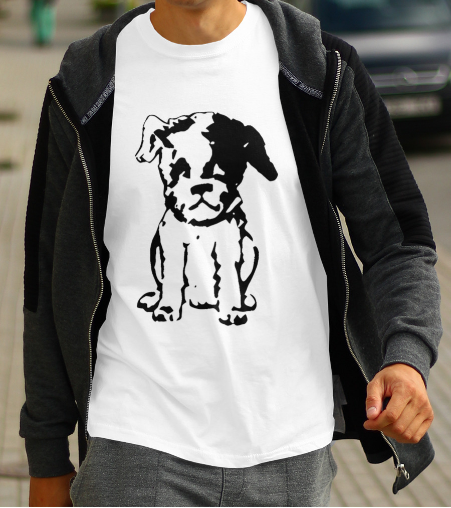 Puppy Dog Mystery Train Sketch Playful Canine T-Shirt