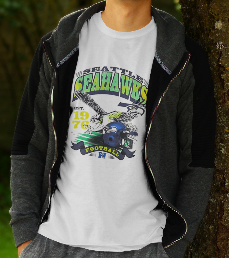 Seattle Seahawks Est. 1976 Football Puget Sound Champs Retro Helmet And Hawk T-Shirt