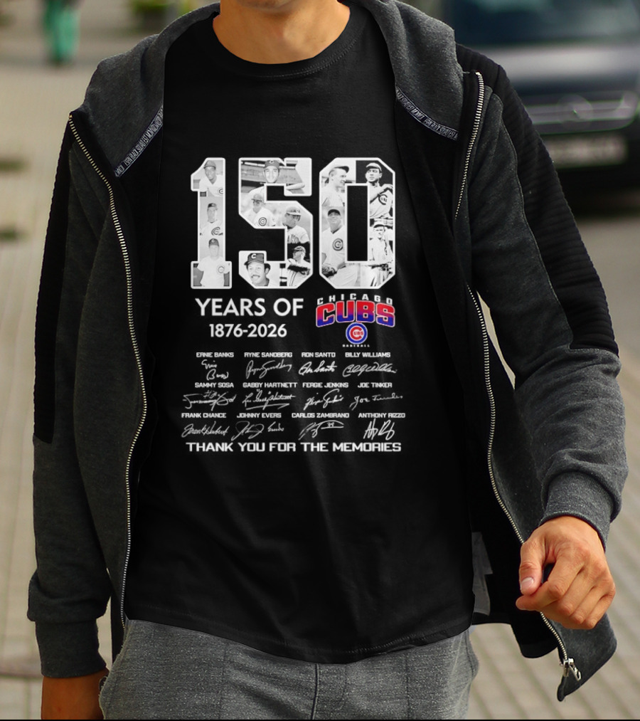 Chicago Cubs 150 Years 1876 2026 Thank You For The Memories Legendary Players T-Shirt