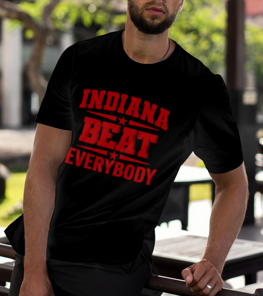 Indiana Beat Everybody Text With Stars And Bars T-Shirt