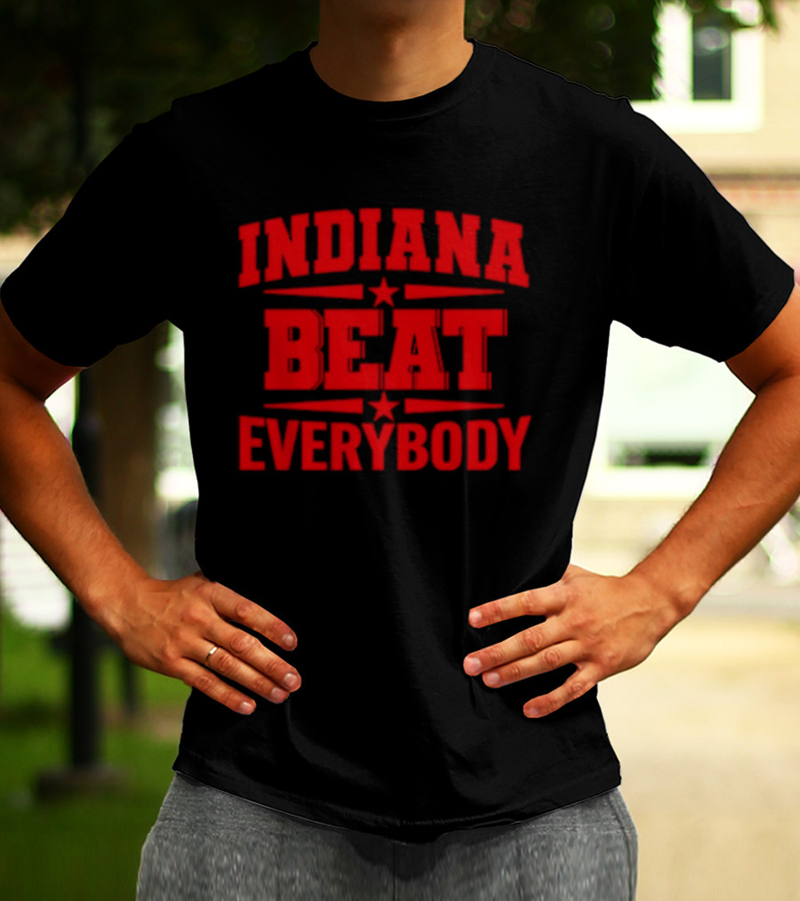 Indiana Beat Everybody Text With Stars And Bars T-Shirt
