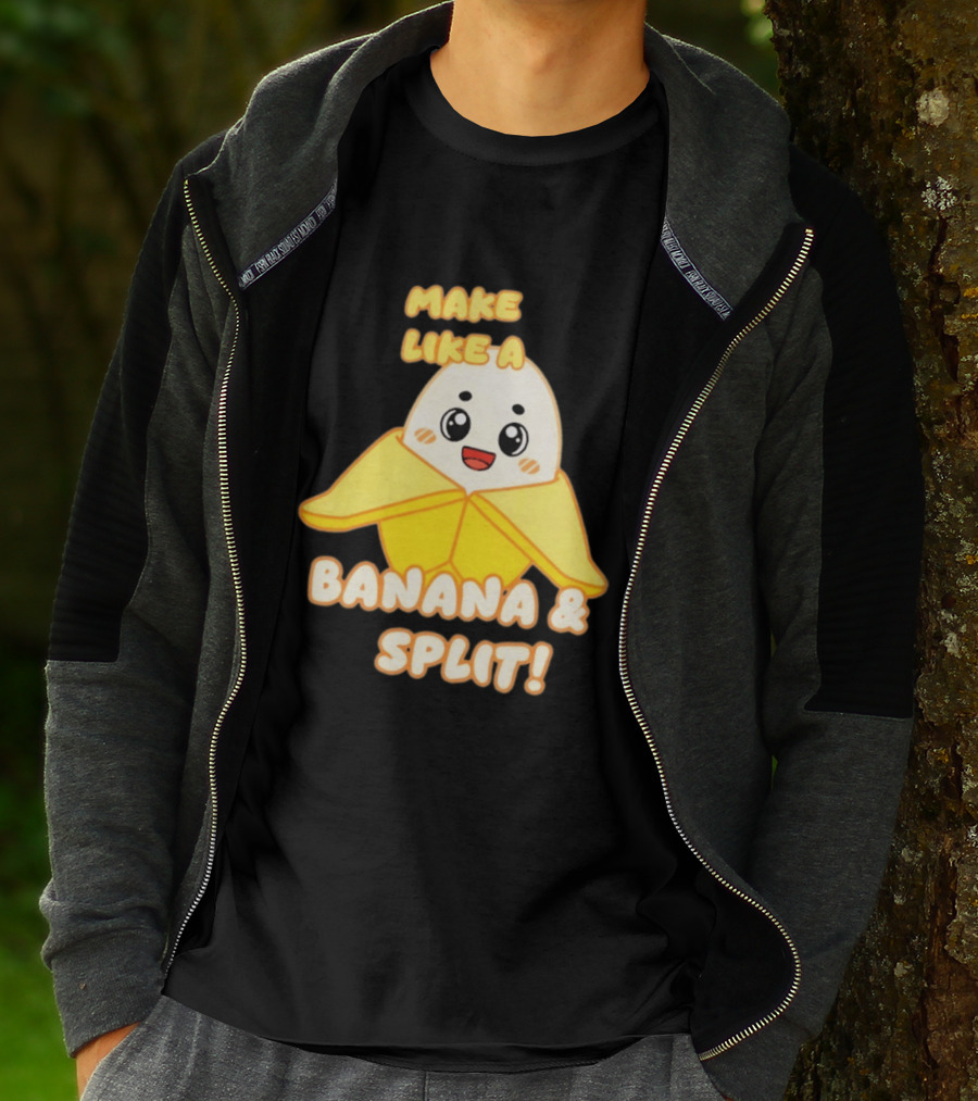 LankyBox Banany Make Like A Banana And Split Cute Cartoon T-Shirt