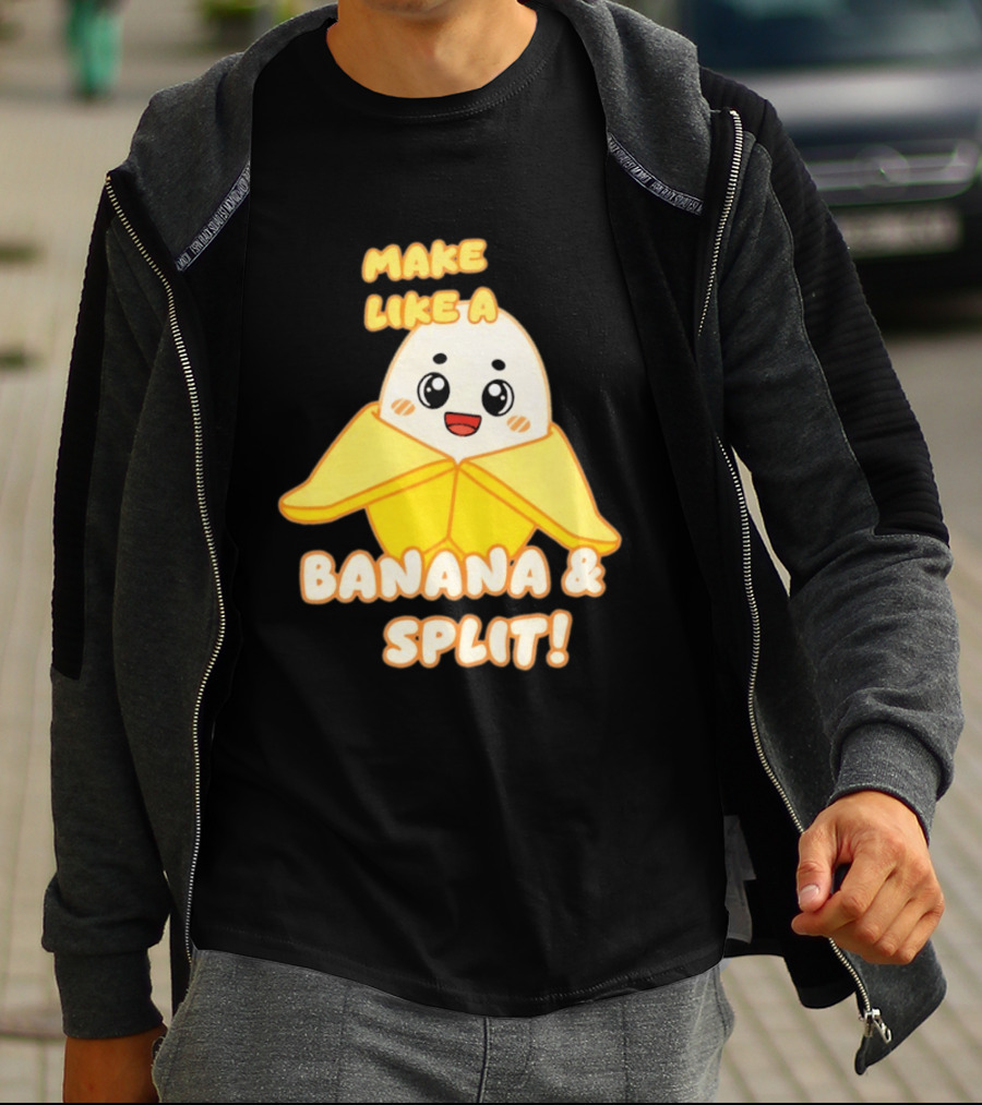 LankyBox Banany Make Like A Banana And Split Cute Cartoon T-Shirt