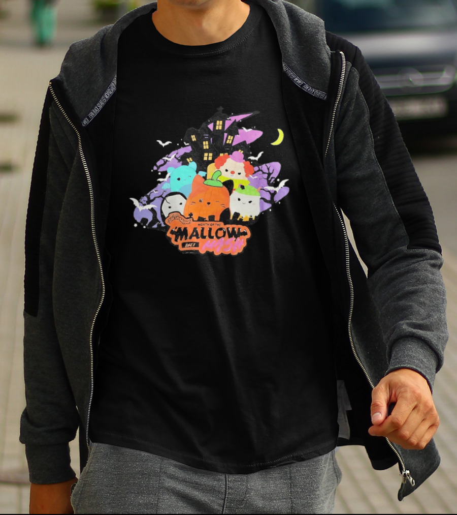 Month Of The Mallow Mash Halloween Haunted House Cats T-Shirt