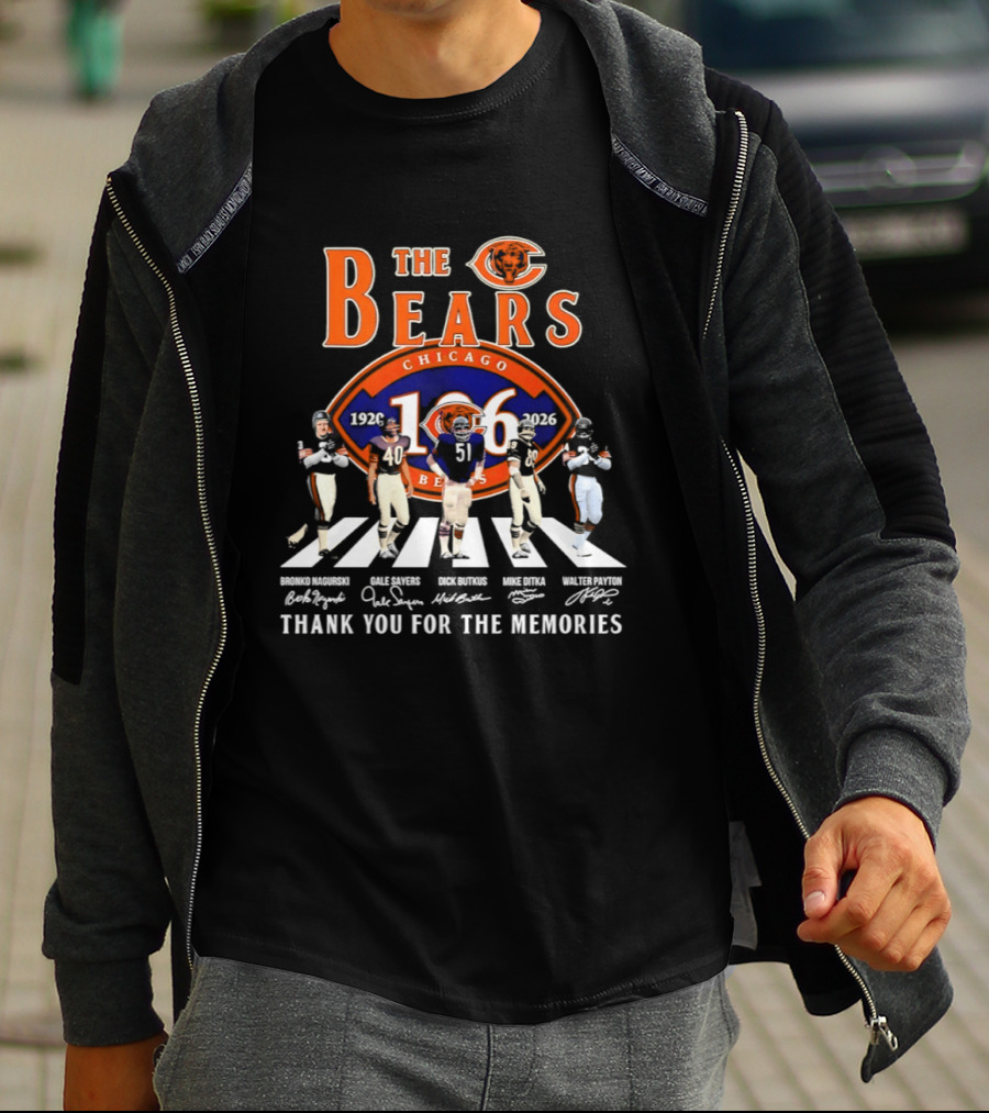 The Chicago Bears 106 Years 1920 2026 Player Road Thank You For The Memories T-Shirt