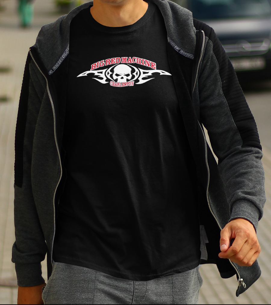 Big Red Machine Charleston Skull And Flames T-Shirt