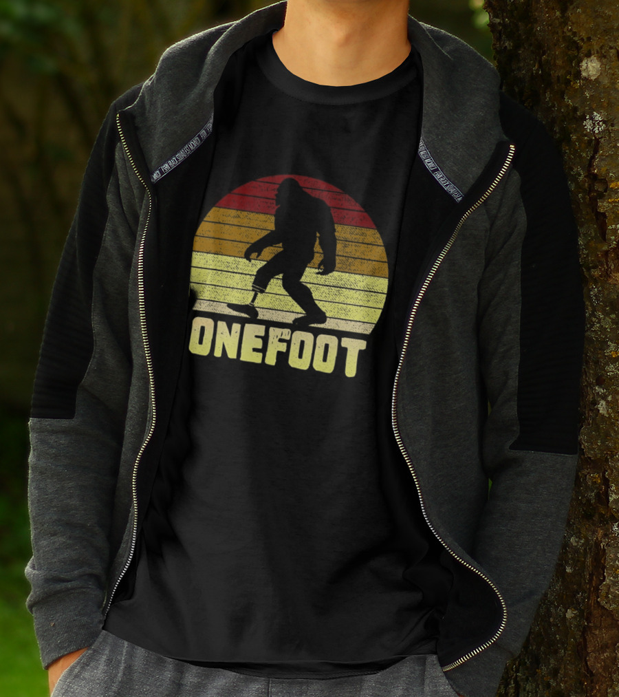 Bigfoot Artificial Leg Onefoot Silhouette Sunset T-Shirt