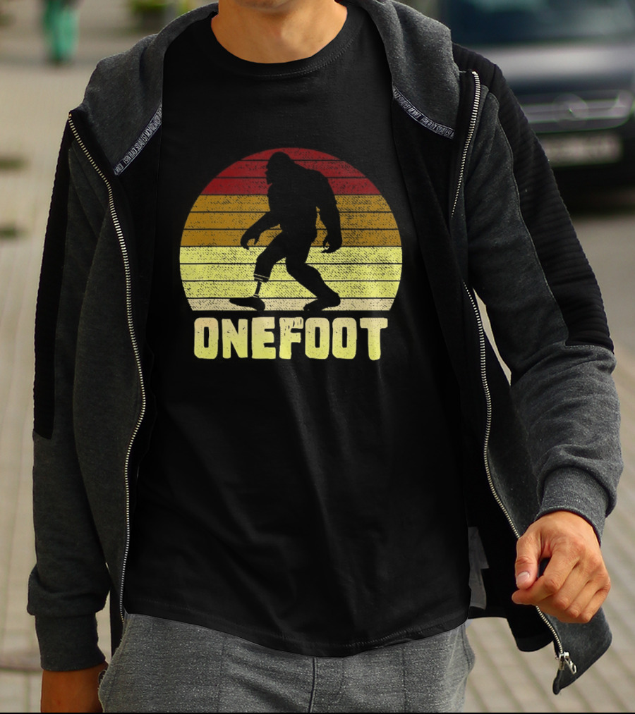 Bigfoot Artificial Leg Onefoot Silhouette Sunset T-Shirt