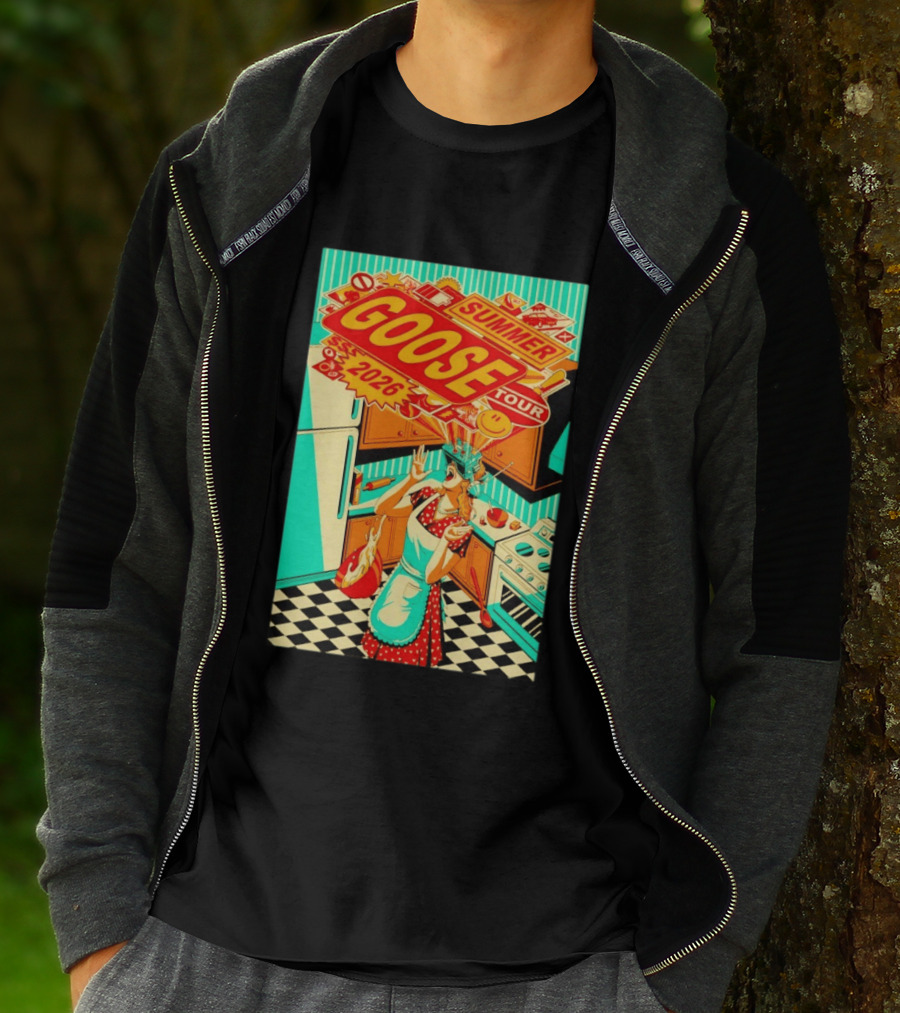 Goose Summer 2026 Tour Retro Kitchen Chaos With Surprised Housewife T-Shirt
