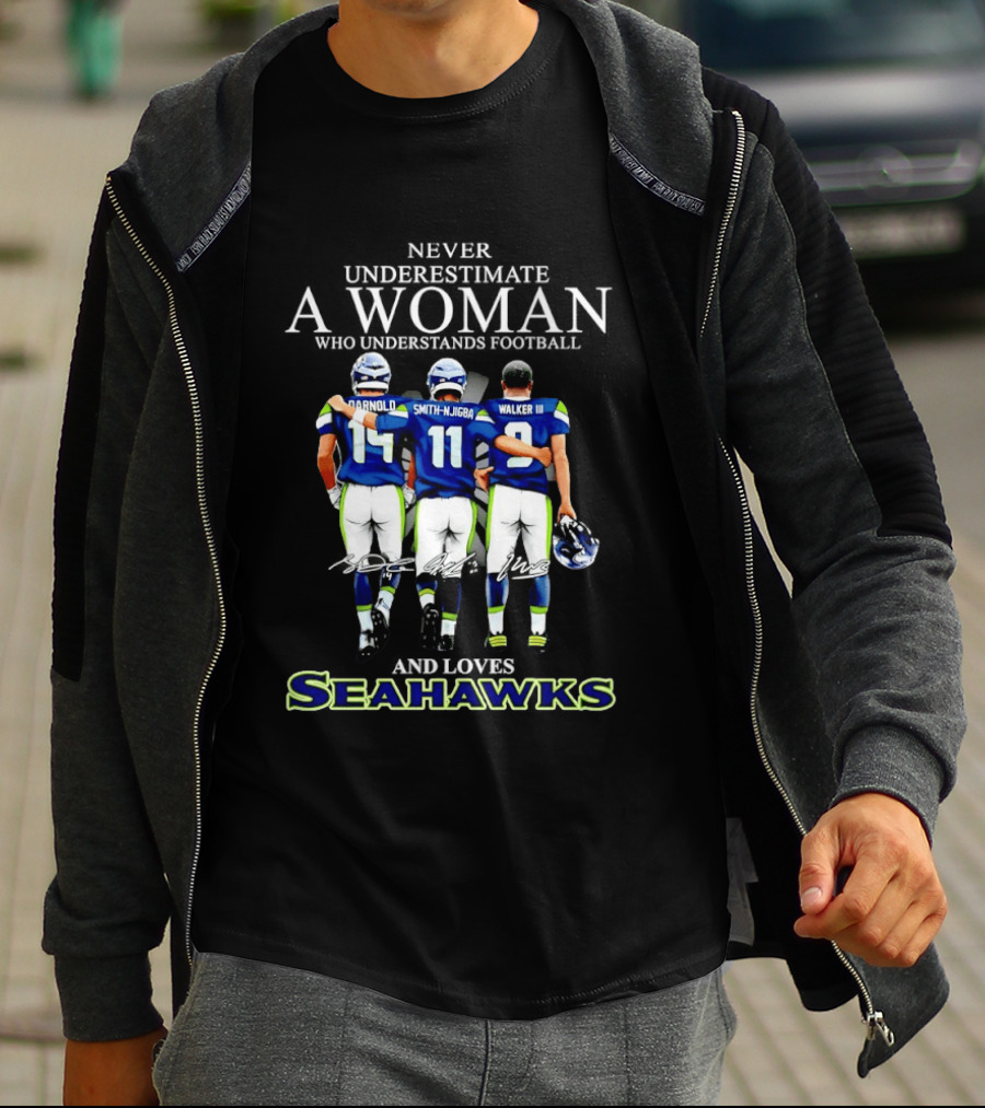 Darnold Smith Njigba Walker III Seattle Seahawks Never Underestimate A Woman T-Shirt